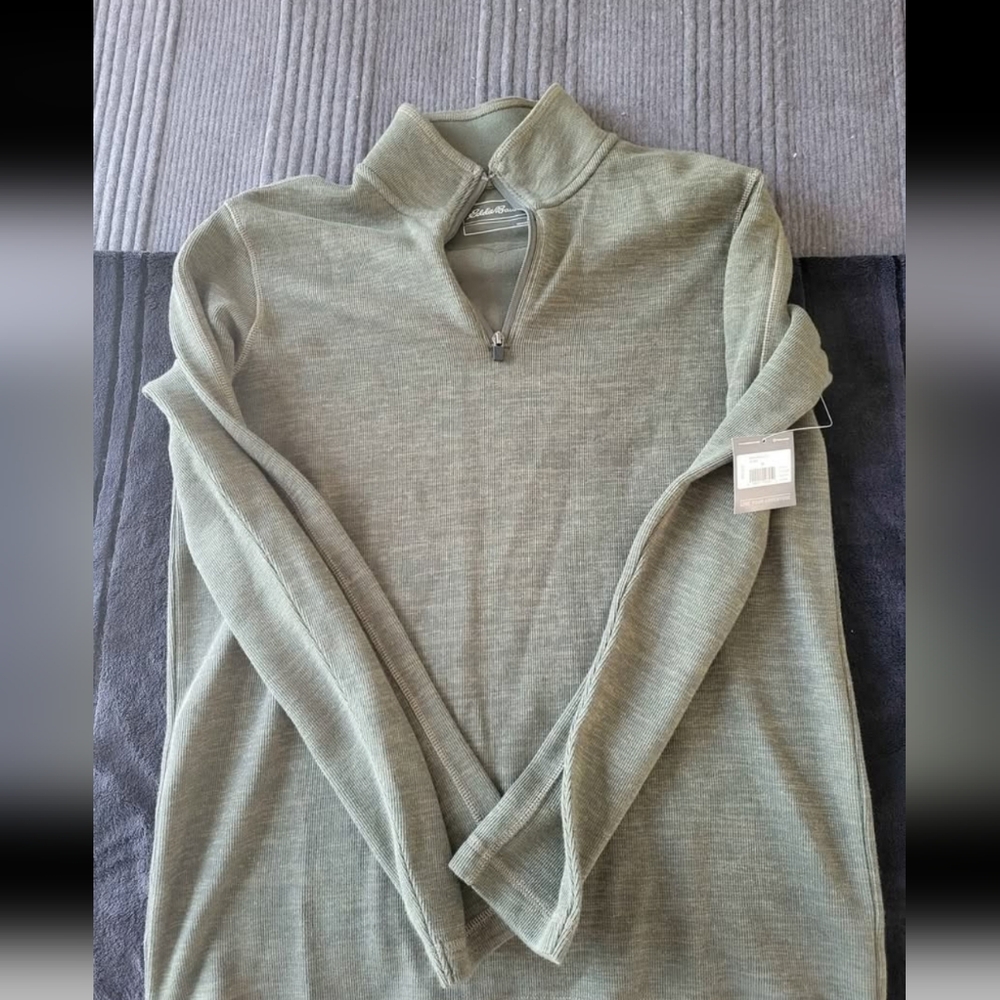 Eddie Bauer Green Quarter-Zip Sweater